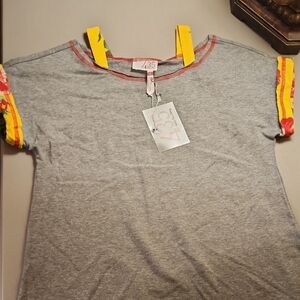 Matilda Jane Gray Dress with Yellow and Red Accents